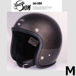 DIN MARKET SHM Lot-504 ジェットヘルメット フレーク塗装 BLACK FLAKE L(59-60cm)