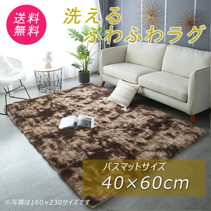 ラグ おしゃれ 安い 絨毯 カーペット マット 洗える ふわふわ ふかふか ブラウン 灰色 40×60cm