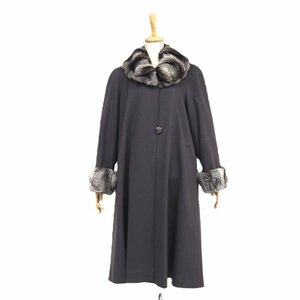 美品【 VISCARDI 】高級毛皮　カシミヤ 100％×チンチラ　日本製◆超ロングコート：110cm丈　Aライン（裾周り：約325cm)　FREE SIZE◆U223T