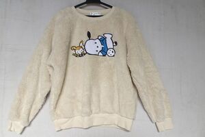 POCHACCO/ポチャッコ/サンリオ/ファーフリース長袖トレーナー/プルオーバー/もこもこ/暖かい/キャラクター/アイボリー/Mサイズ(12/12R5)