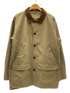 L.L.Bean◆90s/VINTAGE/襟コーデュロイ/内側動物柄/カバーオール/L/コットン/BEG