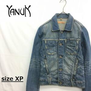 EZ2897●YANUK 米国製 デニムジャケット●XP / XS●ブルー系 USED加工 長袖 インディゴ アメリカ レディース 上着 Gジャン ヤヌーク