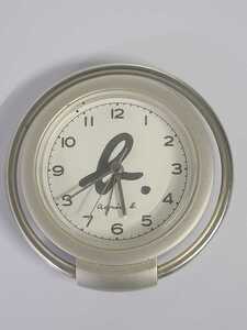 アニエスベー　目覚まし時計　置き時計　アラーム　AC410S　シルバー系　直径約6.7cm　動作未確認