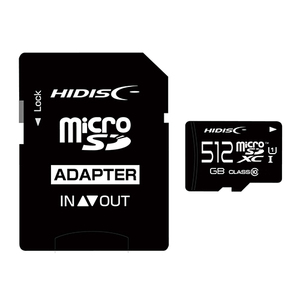 HIDISC microSDXCカード 512GB A2， V30， CLASS10 UHS-1 Speed Class3対応 SD変換アダプタ付き HDMCSDX512GCL10UIJP3 /l