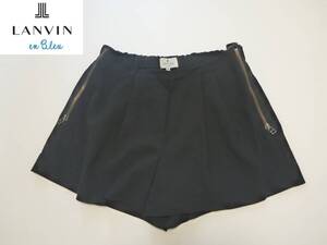 2万美品 LANVIN en Bleu　ランバンオンブルー★黒　ブラック　両サイドファースナー　ショートパンツ 38　M