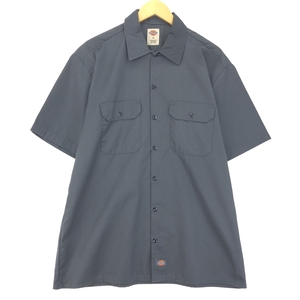 古着 ディッキーズ Dickies 半袖 ワークシャツ メンズL /eaa452212 【SS2409_50%】