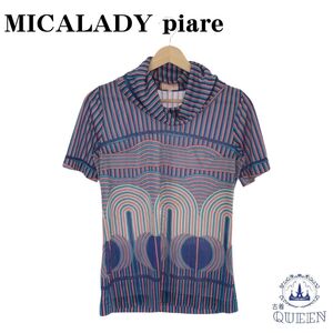 ☆美品☆ MICALADY piare ミカレディ ピアレ トップス カットソー 半袖 レトロ カジュアル レディース 総柄 M.9 901-3623 送料無料 古着