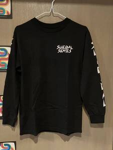 新品同様 SUICIDAL SKATES スーサイダルスケート ロゴ ロングスリーブ ロンT 黒 長袖Tシャツ S