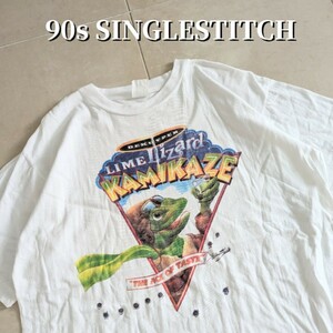 90s リキュール　Kamikaze Lime Lizard　神風　リザード　Tシャツ シングルステッチ L　アルコール　飲料