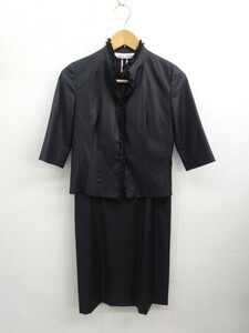 VNZ072●miss chloe セットアップ 5分袖ジャケット+ワンピース2点セット●40●ブラック