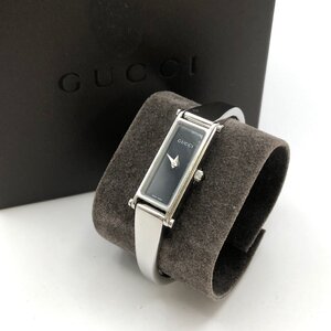 1円～/GUCCI/グッチ/1500L/2針/ブラック文字盤/シルバーカラー/スクエア/箱付/クォーツ/レディース腕時計/ジャンク/S088