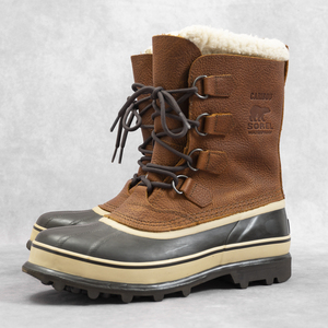 良品『SOREL』スノーブーツ 26cm CARIBOU ブラウン レザー ソレル カリブー メンズ 管理9140