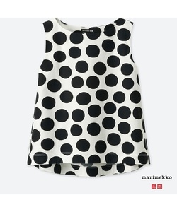 完売品　新品■マリメッコ×ユニクロ　コラボ　黒ドット柄ノースリーブトップス　Mサイズ　UNIQLO ×ｍａｒｉｍｅｋｋｏ