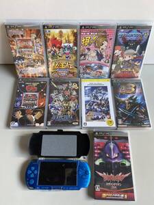 ④t337◆SONY ソニー◆プレイステーションポータブル PSP3000 本体 ブルー ソフト ロストヒーローズ/クラッシックダンジョンX2 ゲーム機