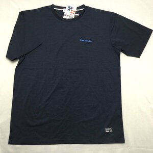 【送料無料】【新品】Kaepaメンズ半袖Tシャツ(ストレッチ素材 吸水速乾 UVカット）　　L　　ネイビー★34204