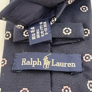 RALPH LAUREN（ ラルフローレン） ネイビー花柄ドットデザインネクタイ