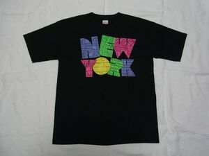 ☆ 70s80s USA製 ビンテージ NEW YORK ニューヨーク MAP Tシャツ sizeL 黒 ☆古着 BELTON ベルトン NY 地図 スーベニア お土産 OLD 90s