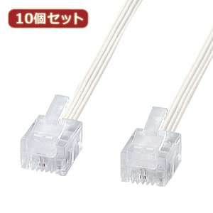 10個セット サンワサプライ やわらかスリムケーブル(白) TEL-S2-15N2 TEL-S2-15N2X10 /l