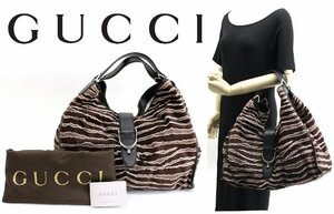 91万新品◆GUCCI グッチ ハラコ素材アニマル柄『ソフト スティラップ』リミテッドエディション バッグ 1円