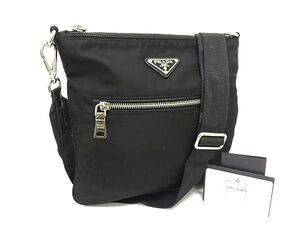 1円 ■新品同様■ PRADA プラダ BT0716 テスートナイロン クロスボディ ショルダーバッグ 斜め掛け レディース ブラック系 FH3231