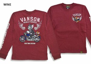 vanson×TOM＆JERRYコラボ 天竺ロングTシャツ◆vanson ワインMサイズ TJV-2235 バンソン ヴァンソン トムとジェリー 刺繍