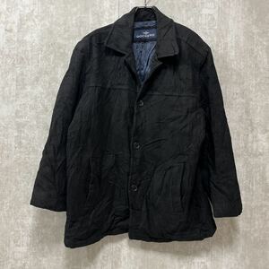 DOCKERS ウールコットンポリ ショートコート　L ブラック　アウター　メンズ　古着　ハーフコート ブラック　黒　ユーズド　ビンテージ