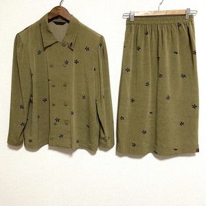 #apc 詩仙堂 ヒトシタムラ セットアップ スカートスーツ ツーピース 緑系 ちりめん 総柄 花モチーフ レディース [769042]