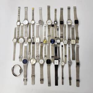 x/x/M121-630 シルバー系腕時計27点まとめ SEIKO/CONCRET/BRORGNE/他 メンズ レディース 部品取り 状態様々 総重量：約1218g