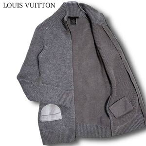 LOUIS VUITTON ルイヴィトン ドライバーズニット カシミヤ混 ウール ジップアップ 刻印ロゴ ニット セーター カーディガン ブルゾン グレー