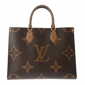 銀蔵 中古 LOUIS VUITTON モノグラムジャイアント オンザゴー MM 2WAYトート ブラウン モノグラムリバースキャンバス ハンドバッグ ランクA