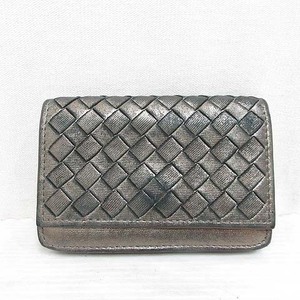 ボッテガヴェネタ BOTTEGA VENETA イントレチャート カードケース 名刺入れ レザー 二つ折り メタリック