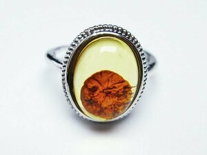 誠安◆天然石最高級品アンバー 琥珀指輪(17号)[T746-3378]