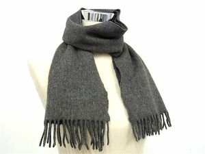 1円 ■美品■ dunhill ダンヒル カシミヤ100％ フリンジ マフラー ストール ショール メンズ グレー系 GA0111