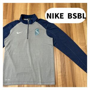  NIKE BSBL ナイキベースボール MLB シアトルマリナーズ ハーフジップ スウェット 長袖 ワッペン 刺繍ロゴ サイズS 玉mc1365