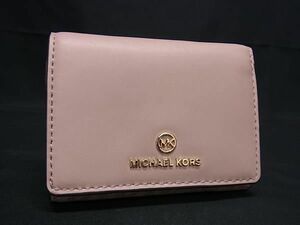 1円 ■美品■ MICHAEL KORS マイケルコース レザー×PVC 二つ折り 財布 ウォレット 札入れ 小銭入れ レディース ピンクベージュ系 BL1426