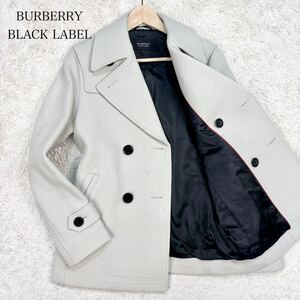 【美品】 BURBERRY BLACK LABEL バーバリーブラックレーベル ピーコート ジャケット シャドウ ノバチェック メルトン ラムウール Mサイズ