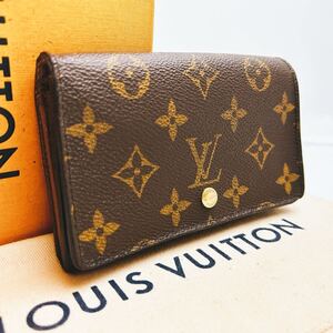 A395【ほぼ極美品】LOUIS VUITTON ルイヴィトン モノグラム ポルトモネビエトレゾール L字ファスナー二つ折り財布ウォレット M61730/SP1011