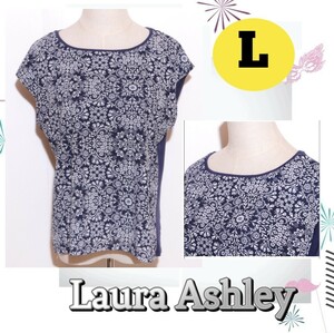 ★美品★LAURA ASHLEY ローラアシュレイ おしゃれ トップス カットソー きれいめ ノースリーブ 花柄 L 古着