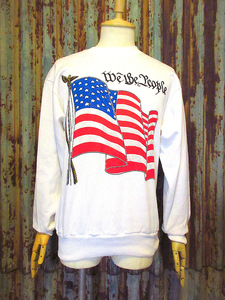 ビンテージ90’s●DEADSTOCK We Be People星条旗プリントスウェット白size M●241115k2-m-sws 1990sデッドストック古着アメリカ