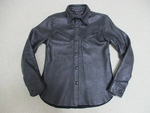 激レア Schott Vintage Real Leather Jacket ショット 本革 シンプル ウエスタン レザーシャツ レザージャケット M 黒 オールブラック