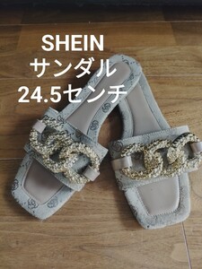 SHEIN レディース ゴールドリング ぺたんこ サンダル 24.5