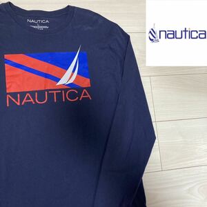 NAUTICA 長袖　プリント　Tシャツ　ロンT ノーティカ　Lサイズ　紺　