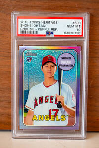 ★1円スタート！【PSA 10】大谷翔平 ルーキーカード 2018 Topps Heritage Chrome Purple Refractor #600 Shohei Ohtani PSA10!!!! 