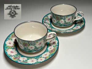 【瑞】ノリタケNoritake　花柄　カップ＆ソーサー２客セット