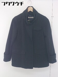 ◇ green label relaxing UNITED ARROWS ジップアップ ウール 長袖 コート サイズ 36 ブラック レディース