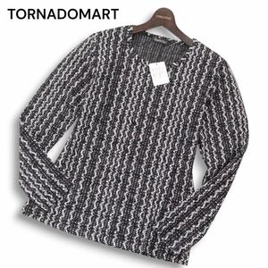 【新品 未使用】 TORNADOMART トルネードマート 通年 ジャギッド ツイード 長袖 カットソー ロンTシャツ Sz.M　メンズ　I4T02776_9#F