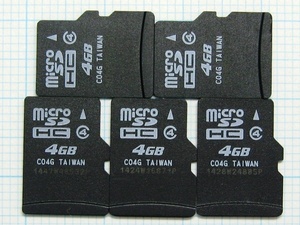 ★micro SDHC メモリーカード ４GB ５枚 中古★送料８５円・１８５円