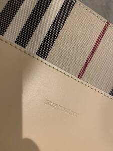 BURBERRY LONDON バーバリー ロンドン バーバリーストライプ　トートバッグ キャンバス　レザー ベージュ