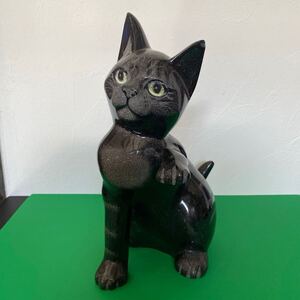 黒猫の置き物 黒御影石 猫 ねこ ネコ 黒猫 クロネコ くろねこ インテリア 置物 玄関 ガーデニング かわいい 彫刻 オーナメント 庭