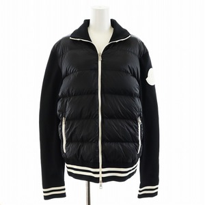 モンクレール MONCLER MAGLIA TRICOT CARDIGAN ダウンジャケット ニット切替 デカワッペン アウター L 黒 E10919421300